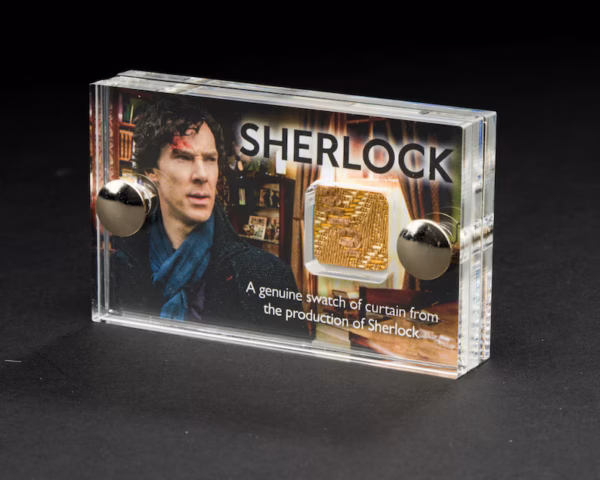 Sherlock Production Used 221b Baker Street Curtain section Mini display with COA.