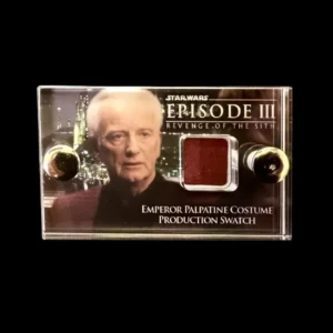 Star Wars Emperor Palpatine Production Costume fabric swatch mini display Movie prop with Movie Reliquary COA.