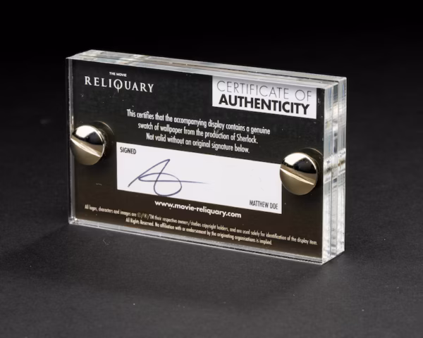 Sherlock Production Used 221b Baker Street Wallpaper section Mini display with COA. (Copy) - Image 3