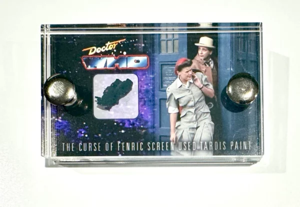 Doctor Who TV Prop Screen-Used section of TARDIS paint from The Curse of Fenric- mini display