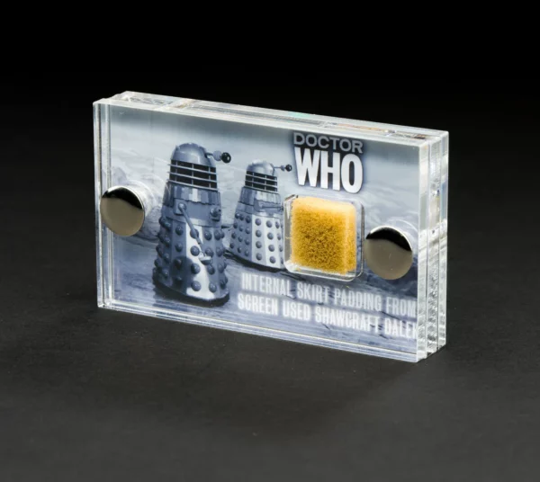 Doctor Who -Screen-Used section of 1960s Shawcraft Dalek foam mini display.